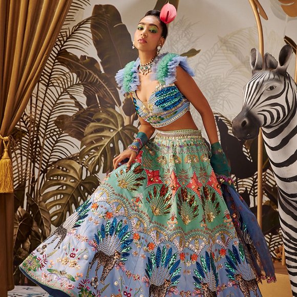 Payal and Zinal Sovreign of Leopard Lehenga. - Picture 4 of 5